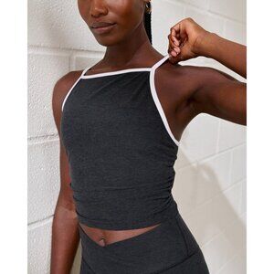 Abercrombie & Fitch YPB sculptLUX Tank Top Crop Tee Black Large Gym Workout NEW